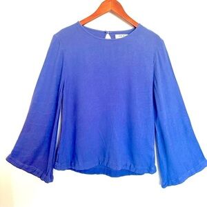 Cloth & Stone Anthropologie Blue Top Bell Sleeves Size XS